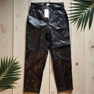A New Day Black Croc Embossed Faux Leather Pants – Size 4
